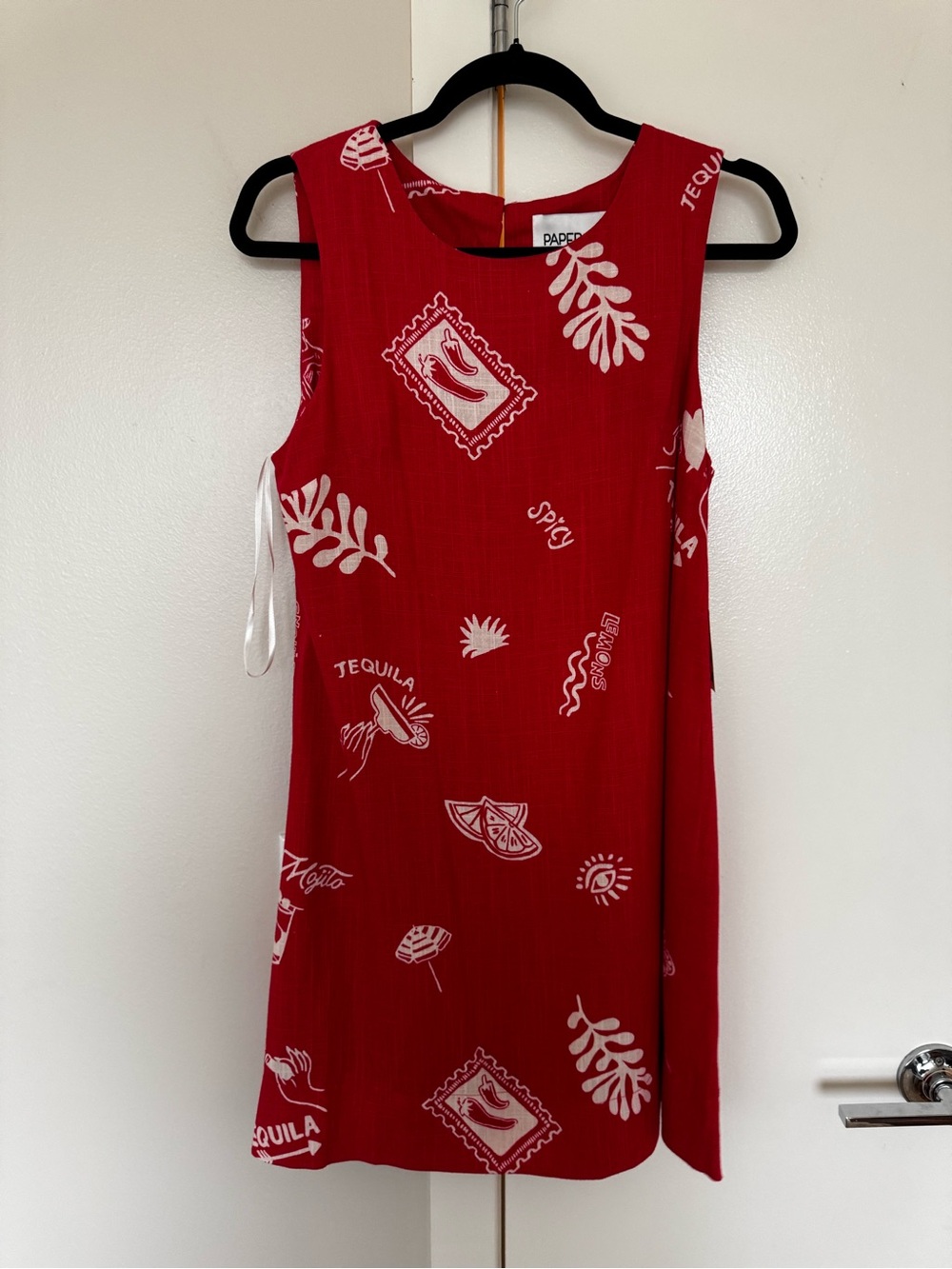 T.J.Maxx Red Sleeveless Mini Dress with White Graphic Print